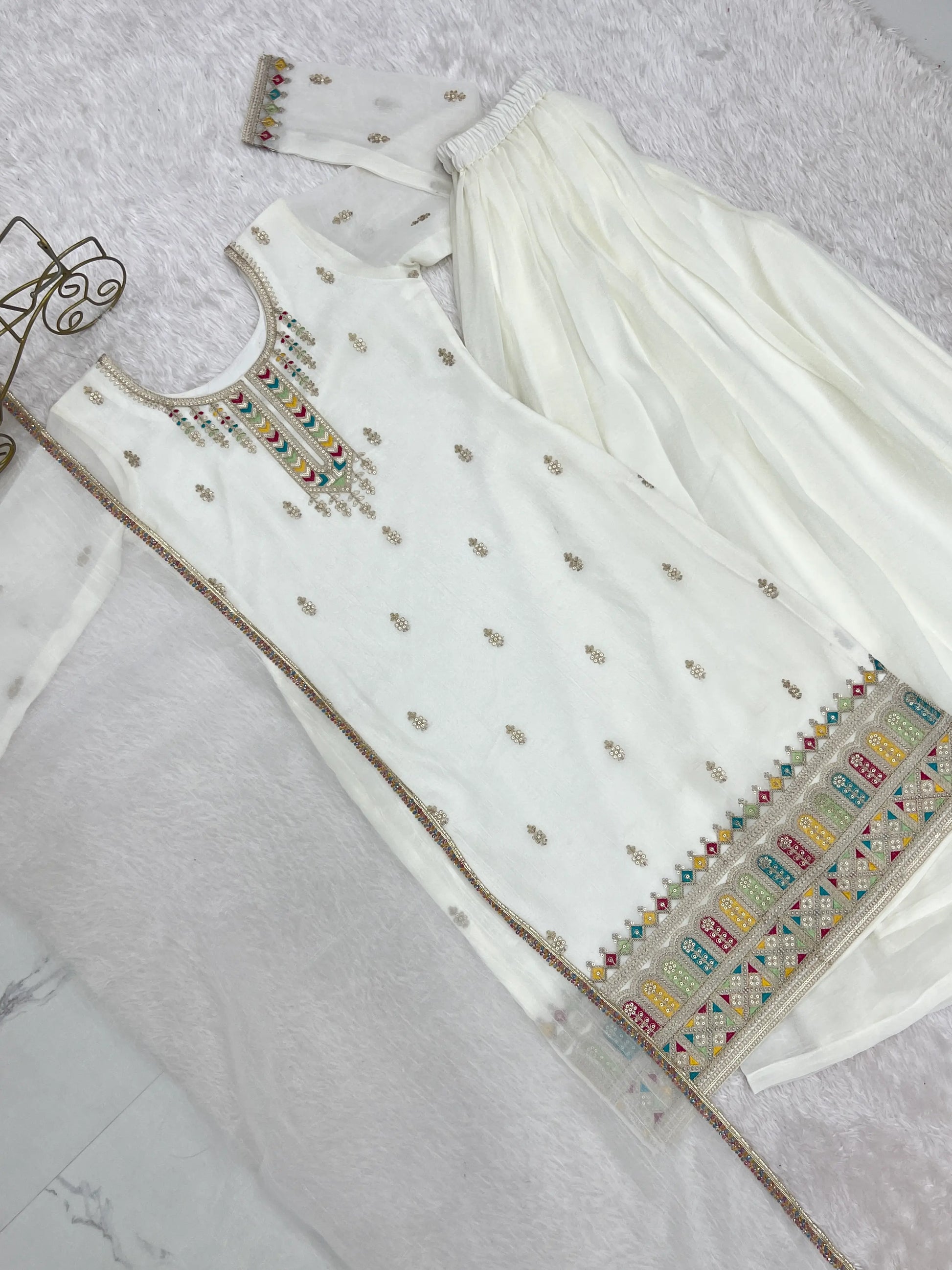 Premium Crunchy Silk Embroidered Sharara Set for Festive and Wedding Wear