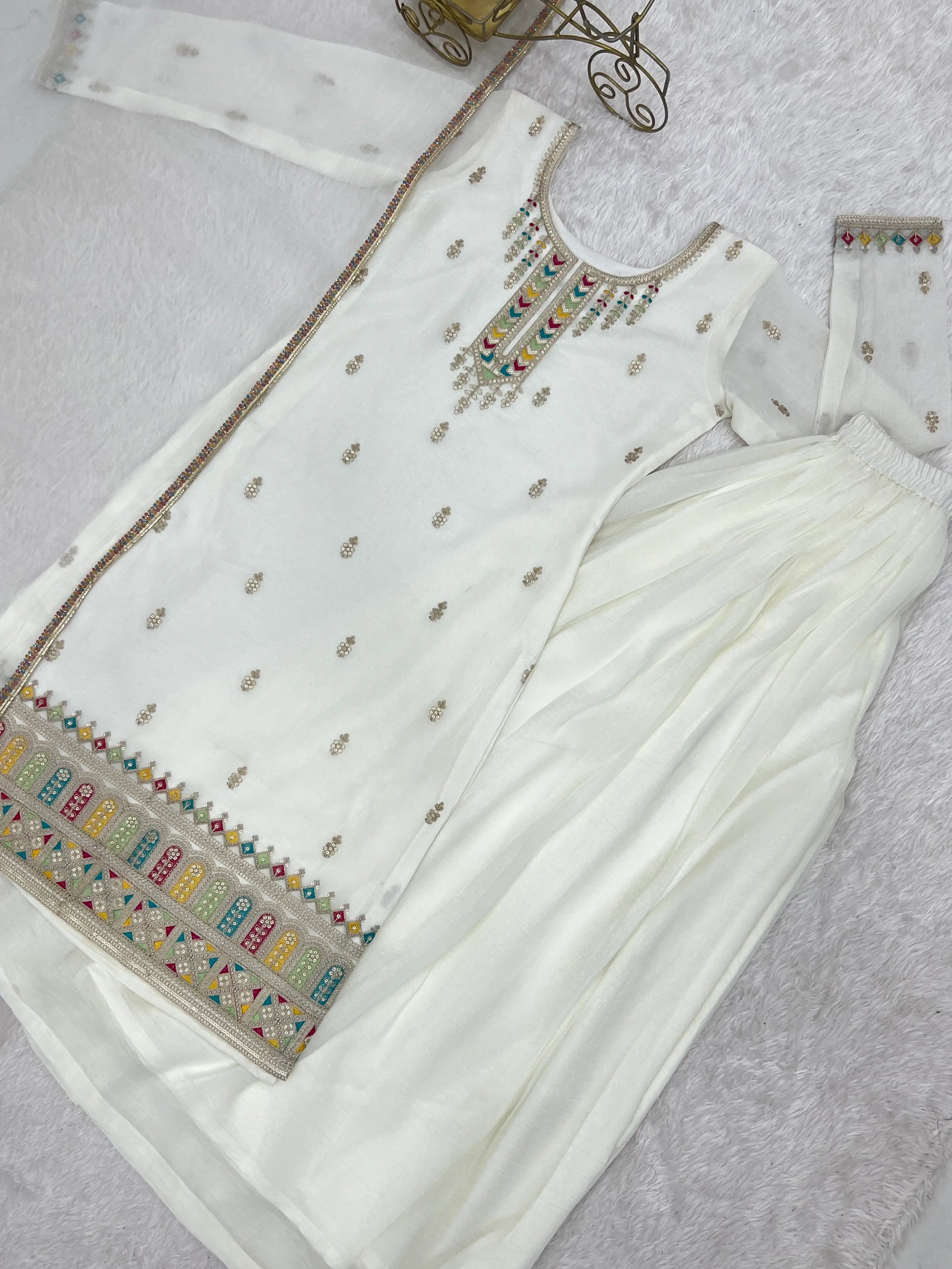 Premium Crunchy Silk Embroidered Sharara Set for Festive and Wedding Wear