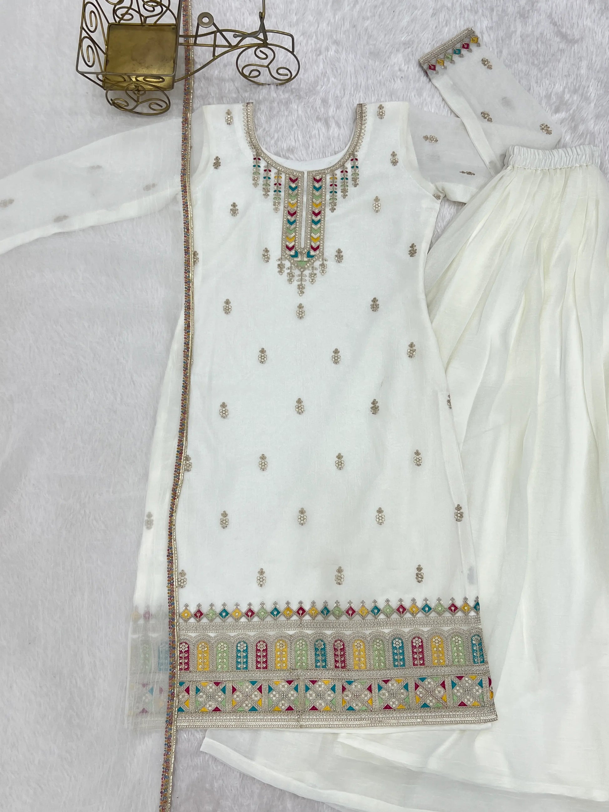 Premium Crunchy Silk Embroidered Sharara Set for Festive and Wedding Wear