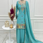 Premium Crunchy Silk Embroidered Sharara Set for Festive and Wedding Wear