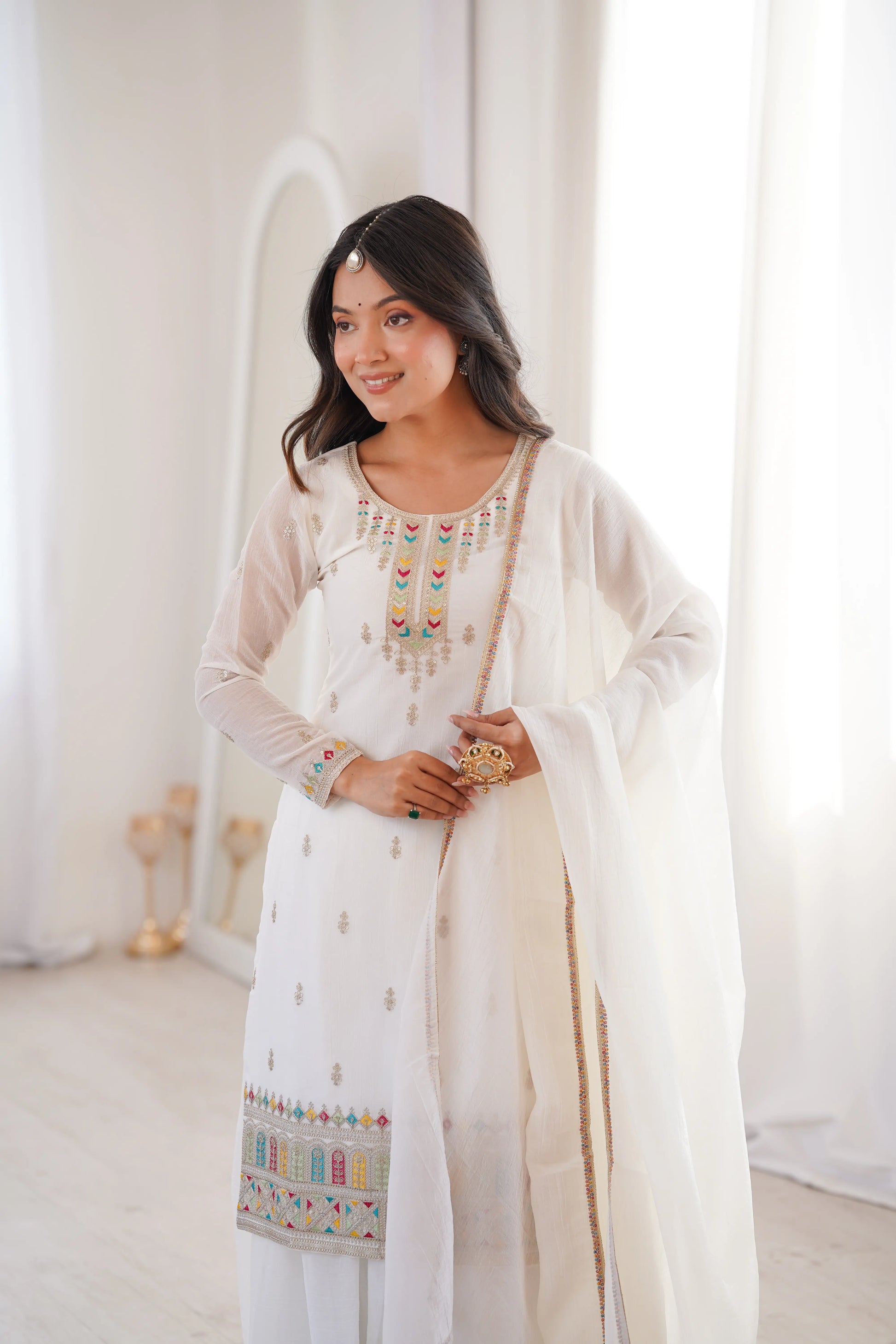 Premium Crunchy Silk Embroidered Sharara Set for Festive and Wedding Wear