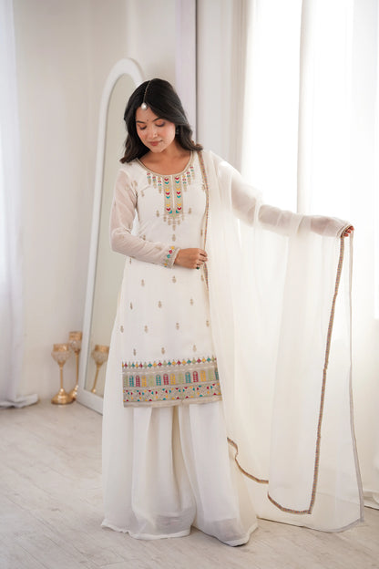 Premium Crunchy Silk Embroidered Sharara Set for Festive and Wedding Wear