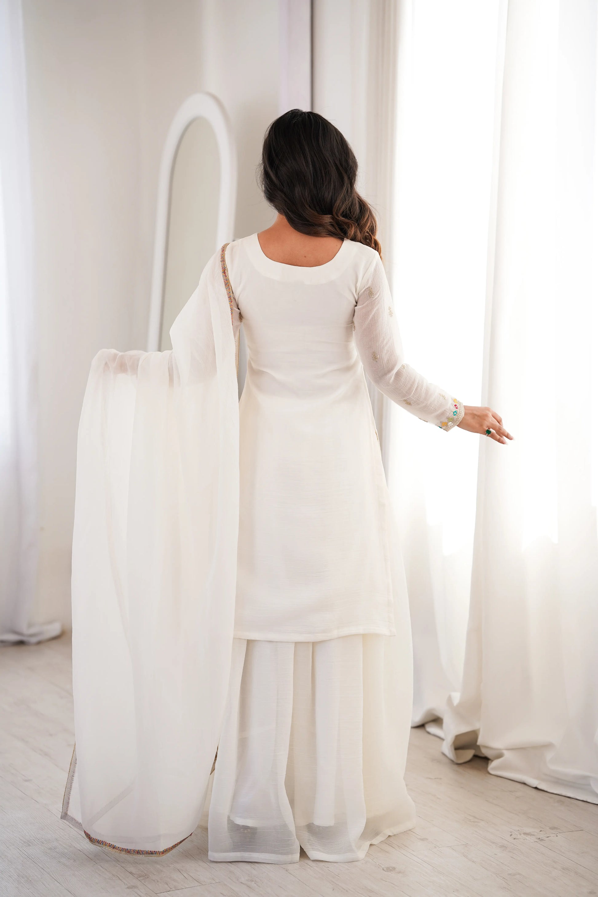 Premium Crunchy Silk Embroidered Sharara Set for Festive and Wedding Wear