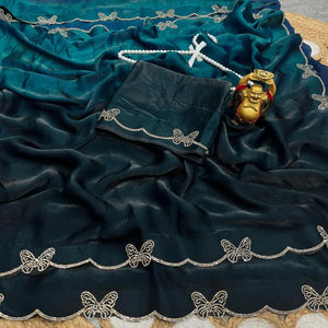 Premium Crush Space Silk Jarkan Work Saree