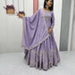 Premium Designer Embroidered Chinon Gown with Dupatta Set