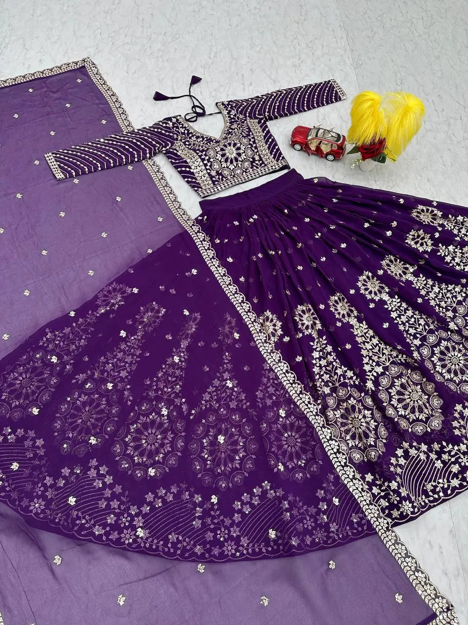 Premium Designer Embroidered Georgette Lehenga Choli Set