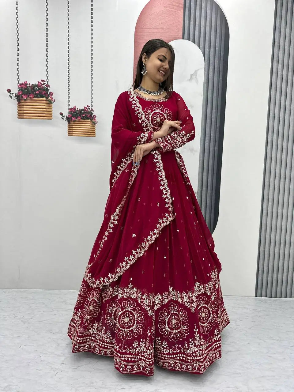 Premium Designer Embroidered Georgette Lehenga Choli Set