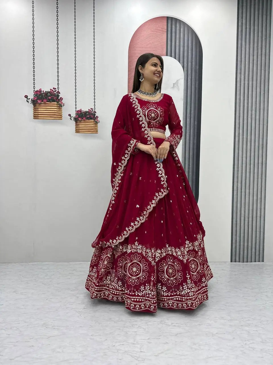 Premium Designer Embroidered Georgette Lehenga Choli Set