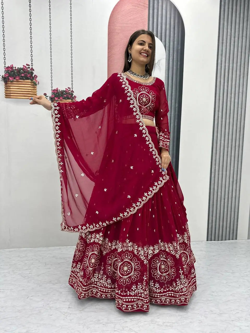 Premium Designer Embroidered Georgette Lehenga Choli Set