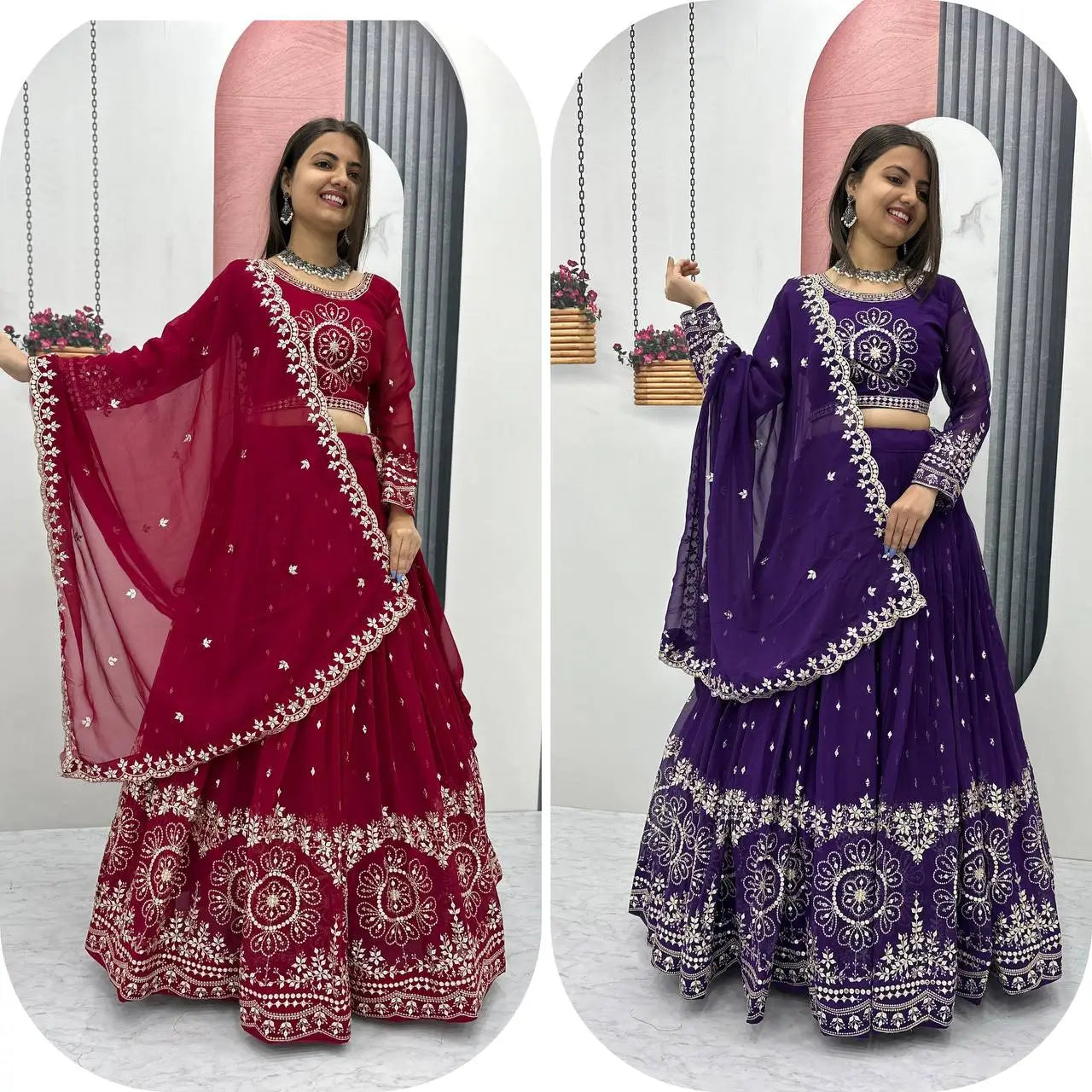 Premium Designer Embroidered Georgette Lehenga Choli Set