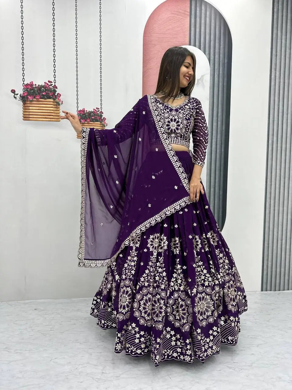 Premium Designer Embroidered Georgette Lehenga Choli Set