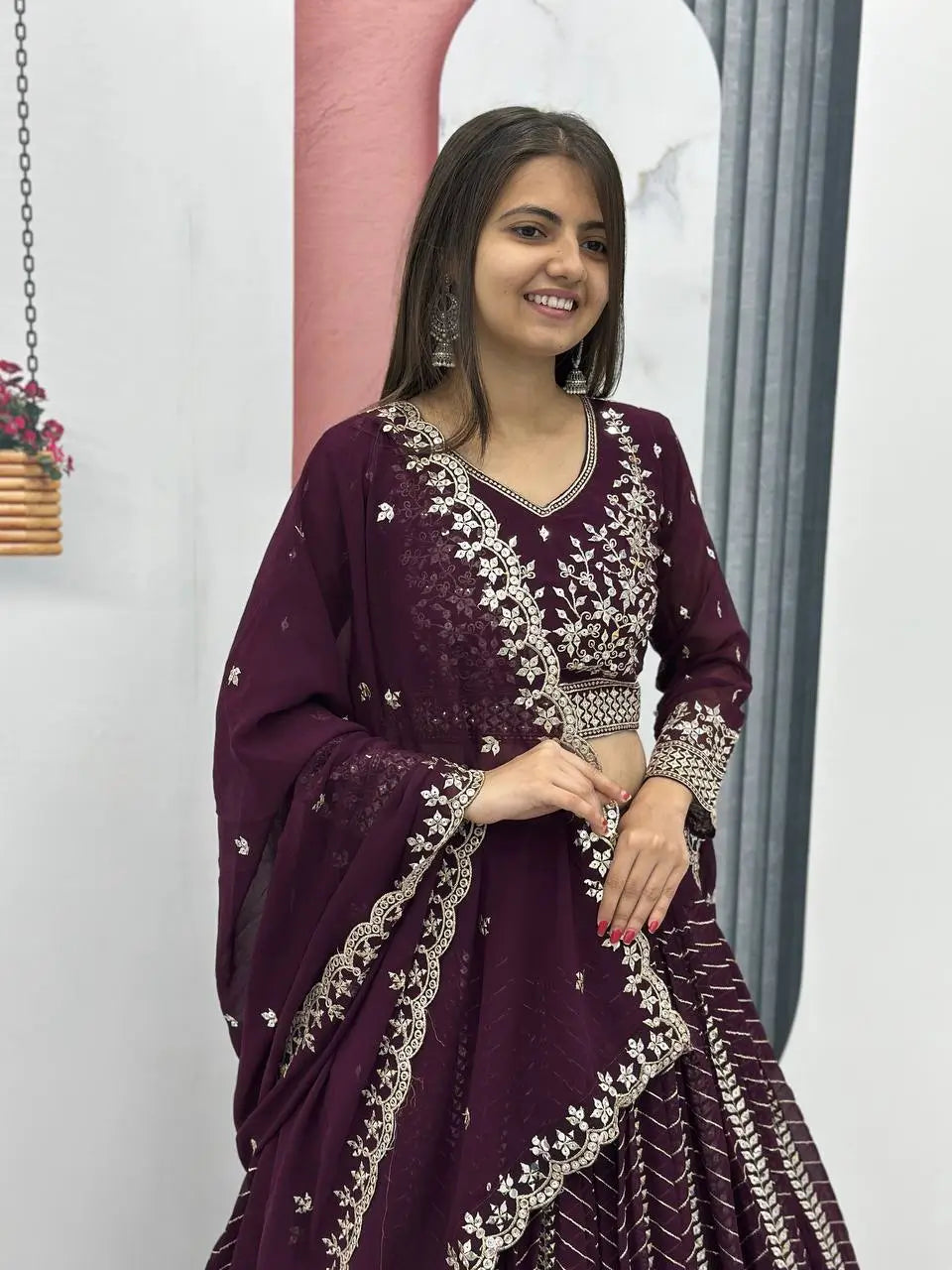 Premium Designer Embroidered Georgette Lehenga Choli Set