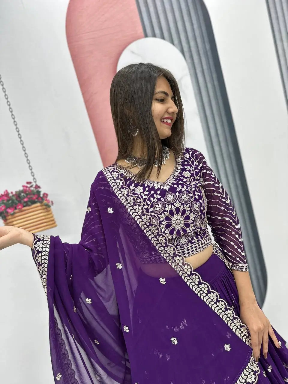 Premium Designer Embroidered Georgette Lehenga Choli Set