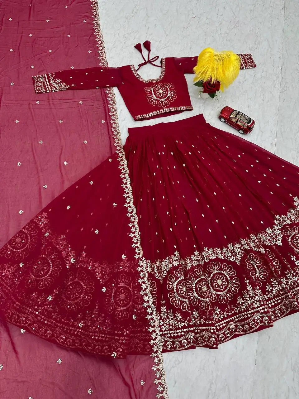 Premium Designer Embroidered Georgette Lehenga Choli Set