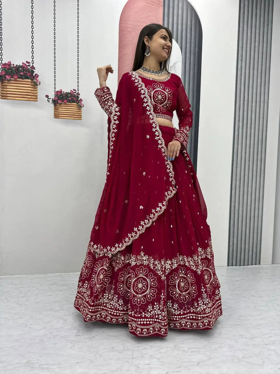 Premium Designer Embroidered Georgette Lehenga Choli Set
