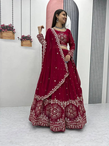 Premium Designer Embroidered Georgette Lehenga Choli Set