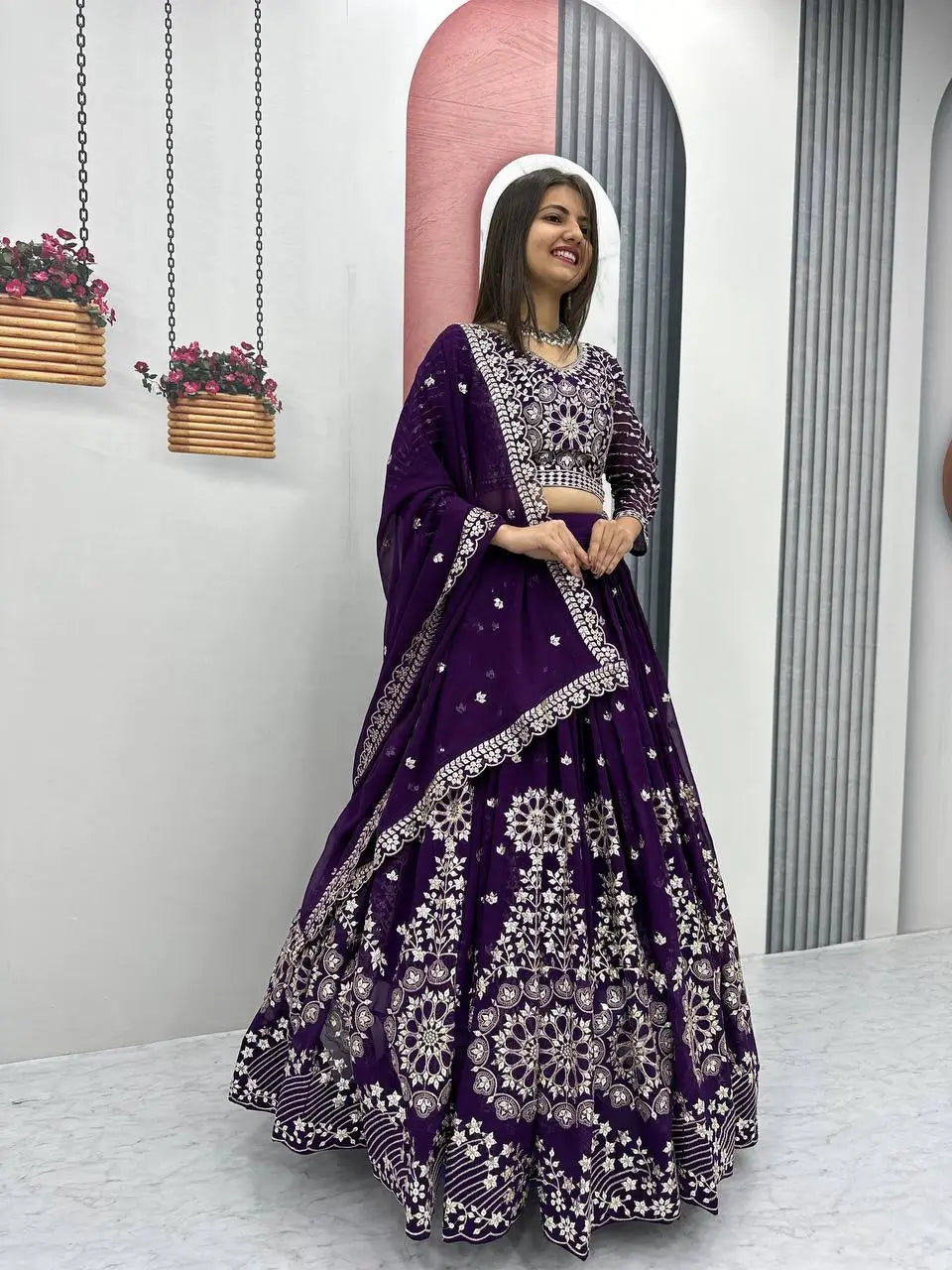 Premium Designer Embroidered Georgette Lehenga Choli Set