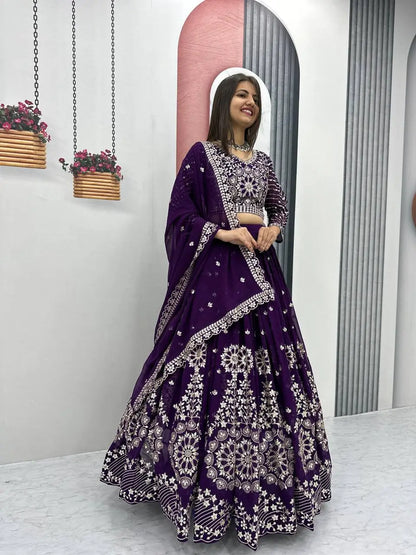 Premium Designer Embroidered Georgette Lehenga Choli Set