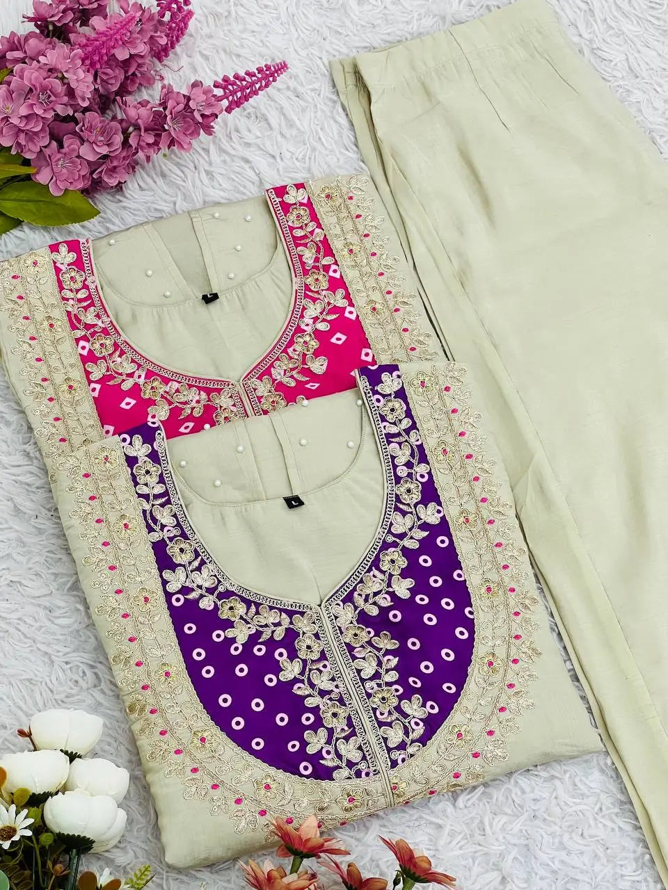 Premium Designer Khadi Cotton Co-ord Set with Mirror Work
