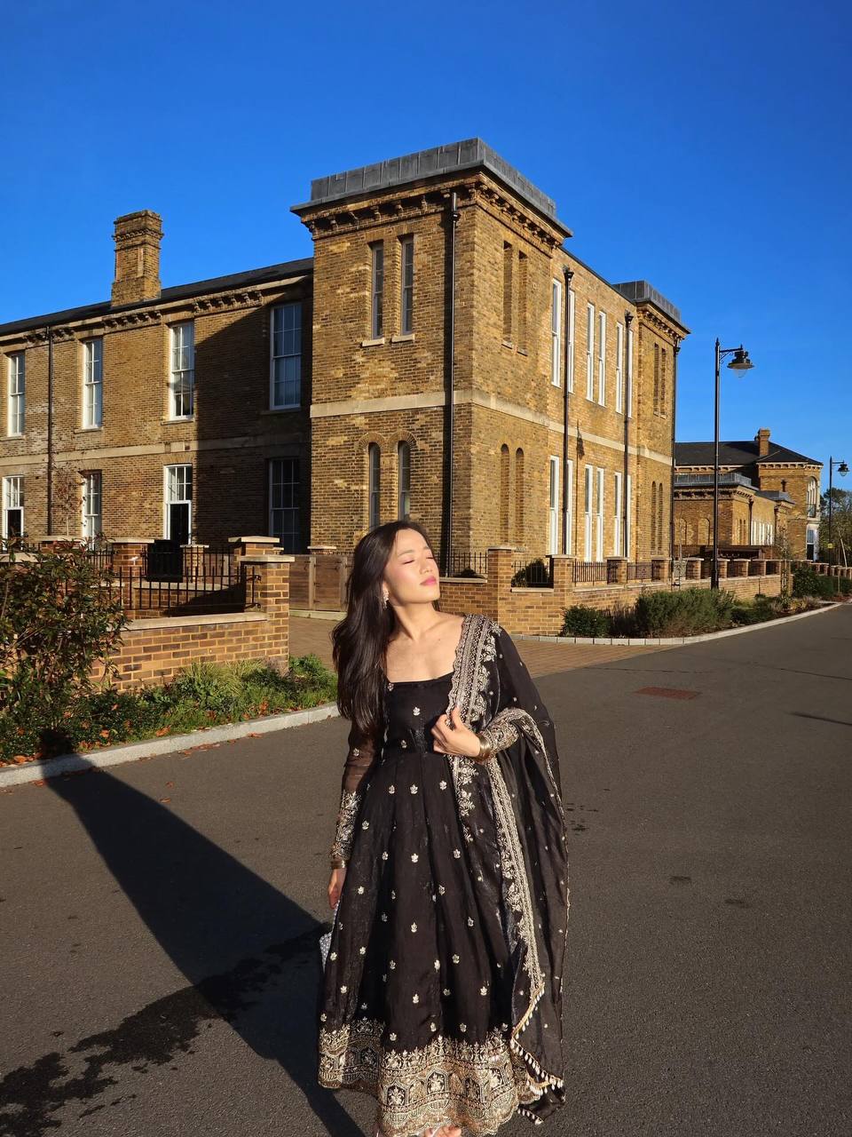 Premium Embroidered Georgette Flair Gown Set