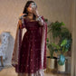 Premium Embroidered Georgette Flair Gown Set
