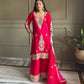 Premium Embroidered Satin Kurta Palazzo Set with Dupatta for Festive Wear