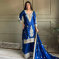 Premium Embroidered Satin Kurta Palazzo Set with Dupatta for Festive Wear