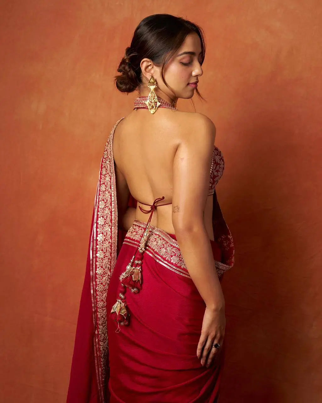 Premium Embroidered Satin Silk Saree