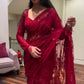 Premium Embroidered Sequins Georgette Saree Set