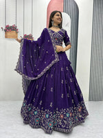 Premium Embroidered Vichitra Silk Lehenga Set