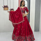 Premium Embroidered Vichitra Silk Lehenga Set