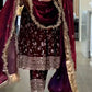 Premium Fandy Silk Embroidered Gown Style Suit Set for Festive and Wedding Wear