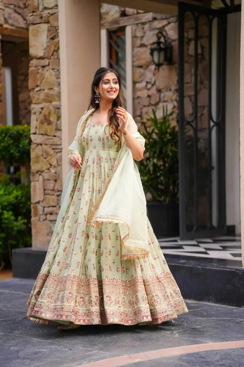 Premium Faux Georgette Embroidered Anarkali Suit with Dupatta
