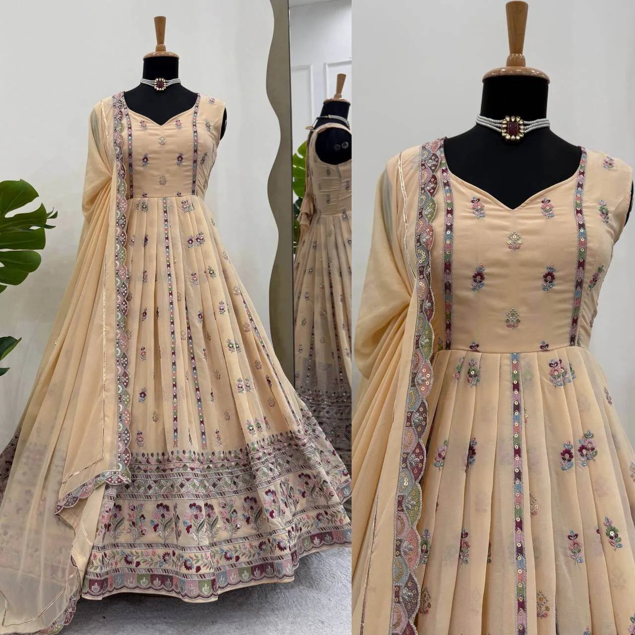 Premium Faux Georgette Embroidered Anarkali Suit with Dupatta