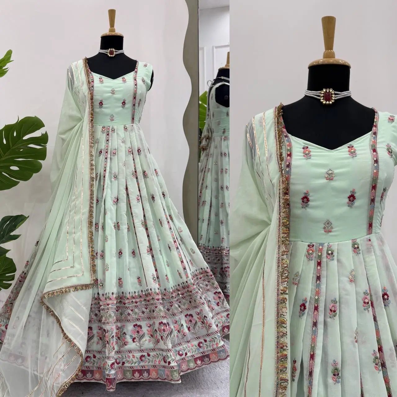 Premium Faux Georgette Embroidered Anarkali Suit with Dupatta