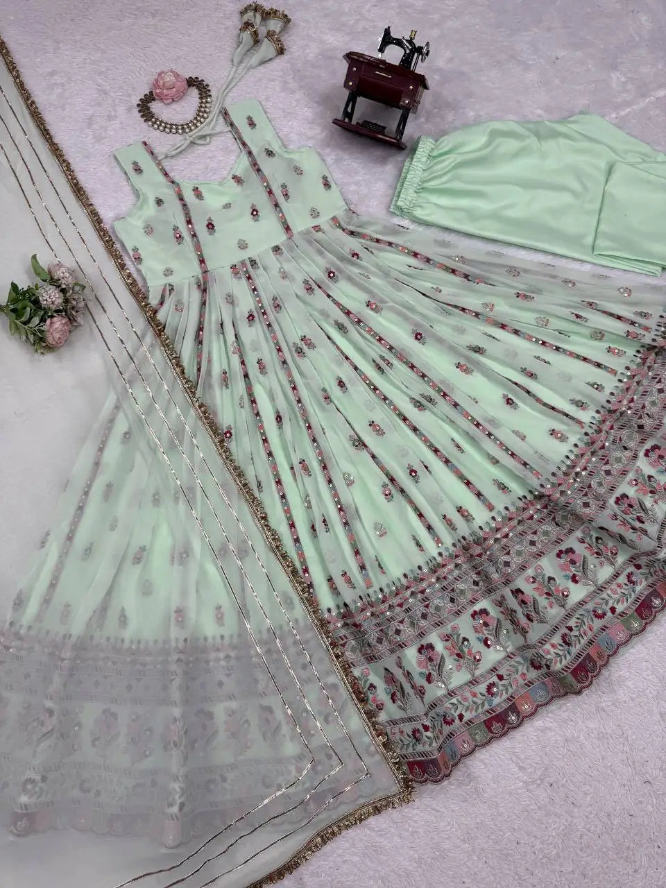 Premium Faux Georgette Embroidered Anarkali Suit with Dupatta