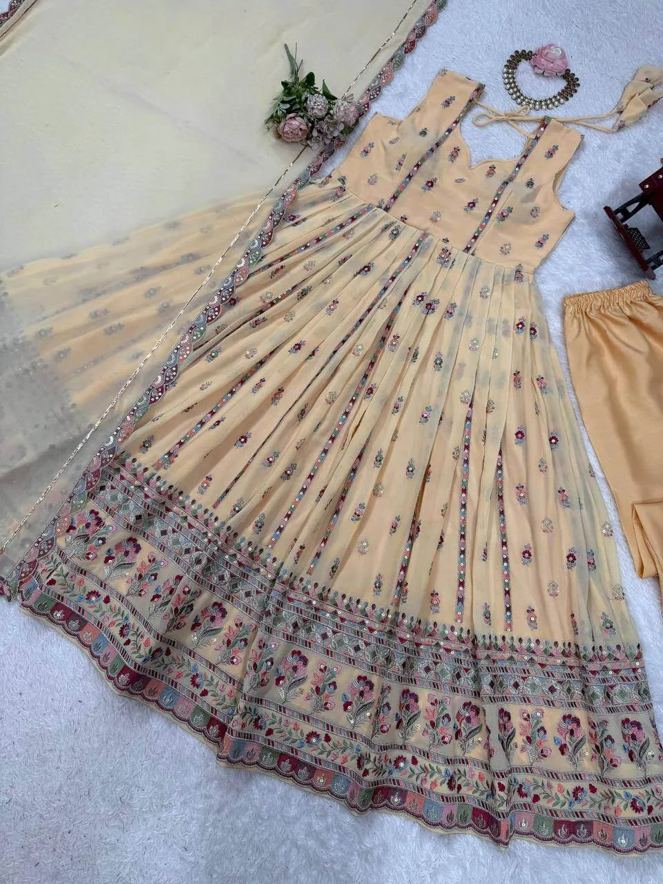 Premium Faux Georgette Embroidered Anarkali Suit with Dupatta