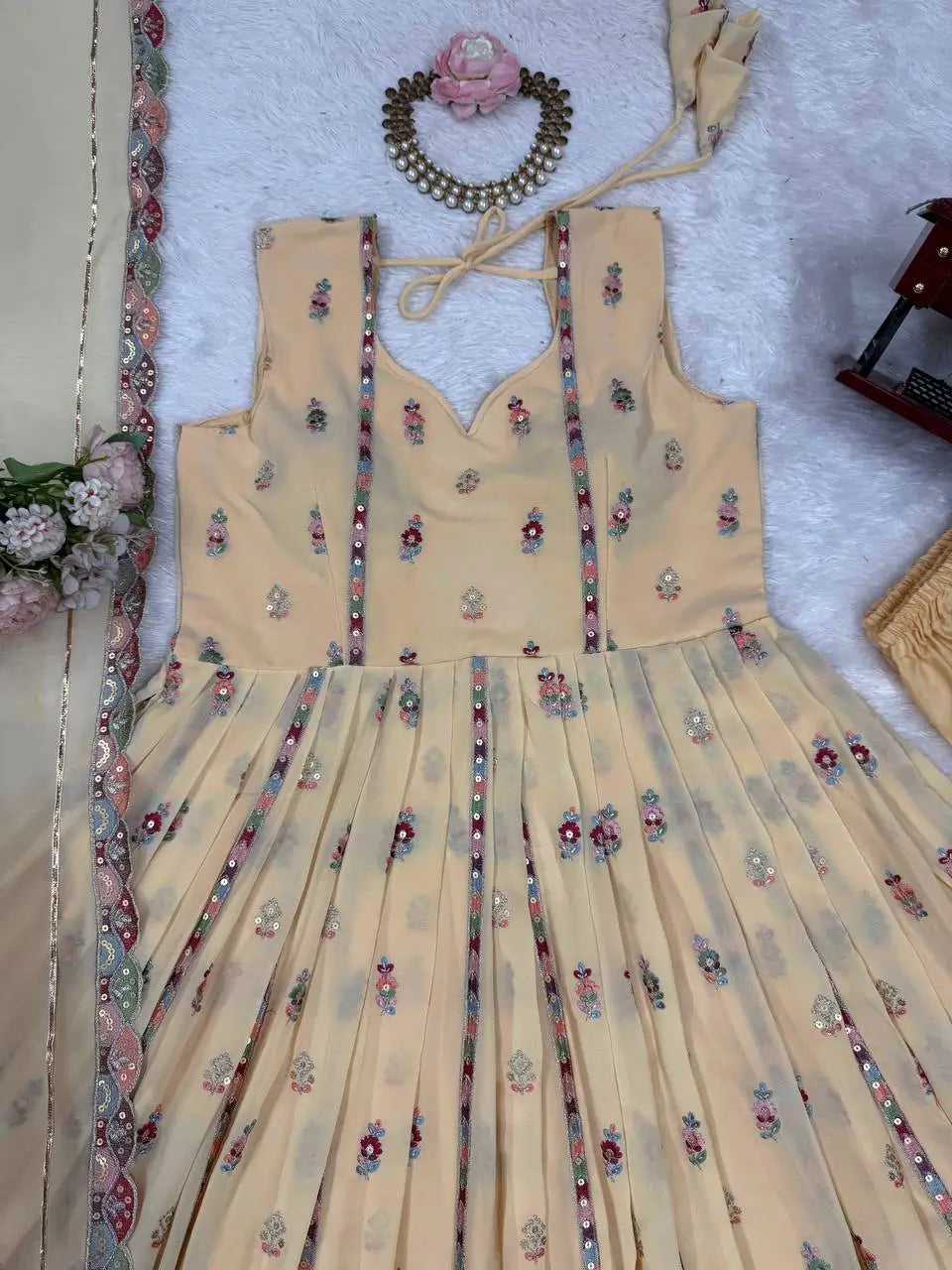 Premium Faux Georgette Embroidered Anarkali Suit with Dupatta