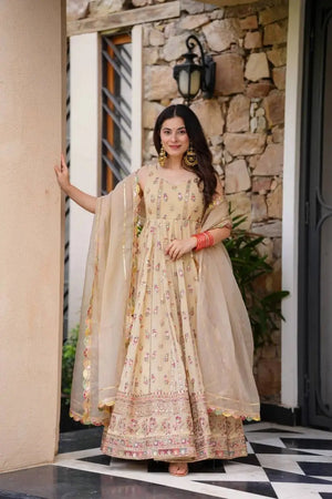 Premium Faux Georgette Embroidered Anarkali Suit with Dupatta