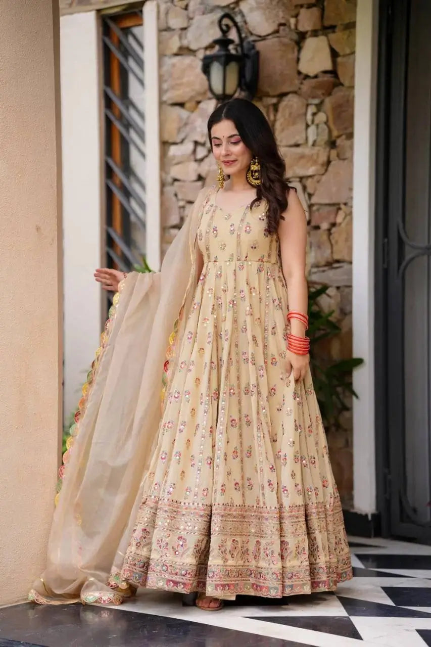 Premium Faux Georgette Embroidered Anarkali Suit with Dupatta