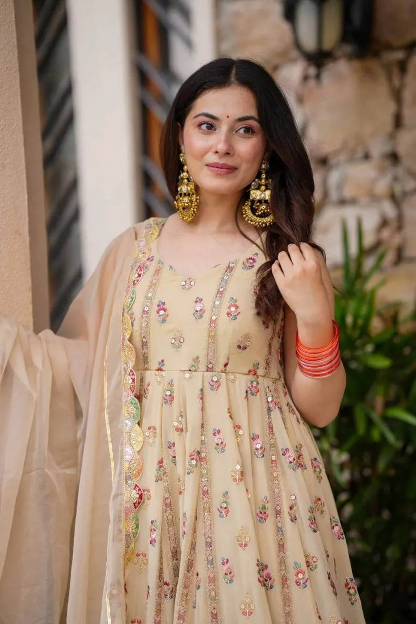 Premium Faux Georgette Embroidered Anarkali Suit with Dupatta