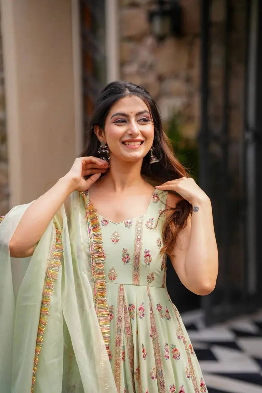 Premium Faux Georgette Embroidered Anarkali Suit with Dupatta