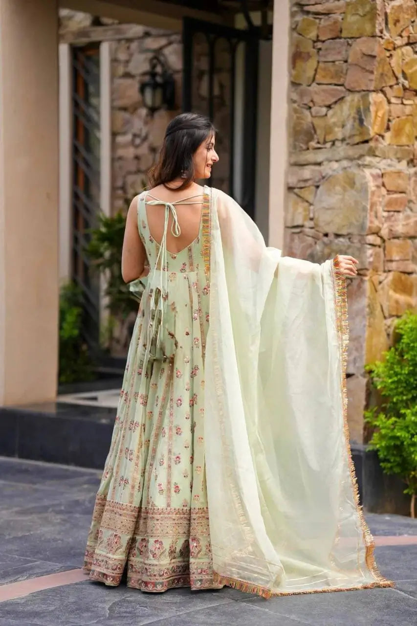 Premium Faux Georgette Embroidered Anarkali Suit with Dupatta
