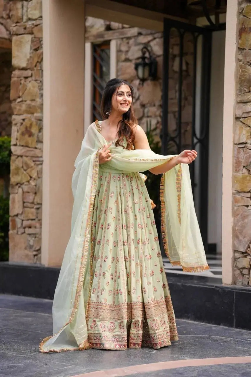 Premium Faux Georgette Embroidered Anarkali Suit with Dupatta