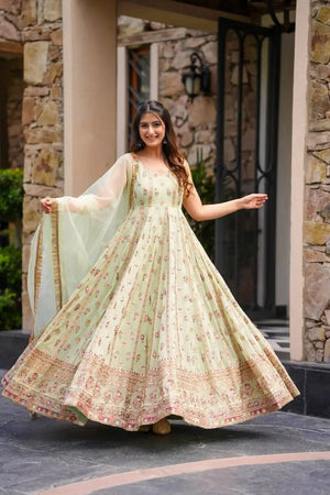 Premium Faux Georgette Embroidered Anarkali Suit with Dupatta