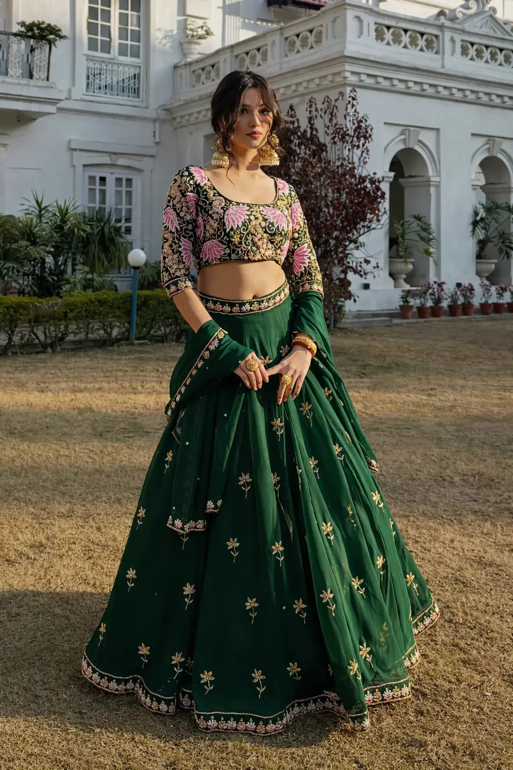 Premium Faux Georgette Sequins Embroidered Lehenga Set for Wedding and Festive Wear