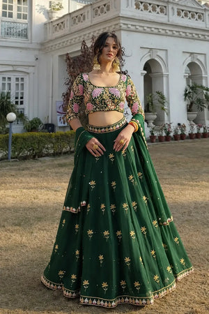 Premium Faux Georgette Sequins Embroidered Lehenga Set for Wedding and Festive Wear