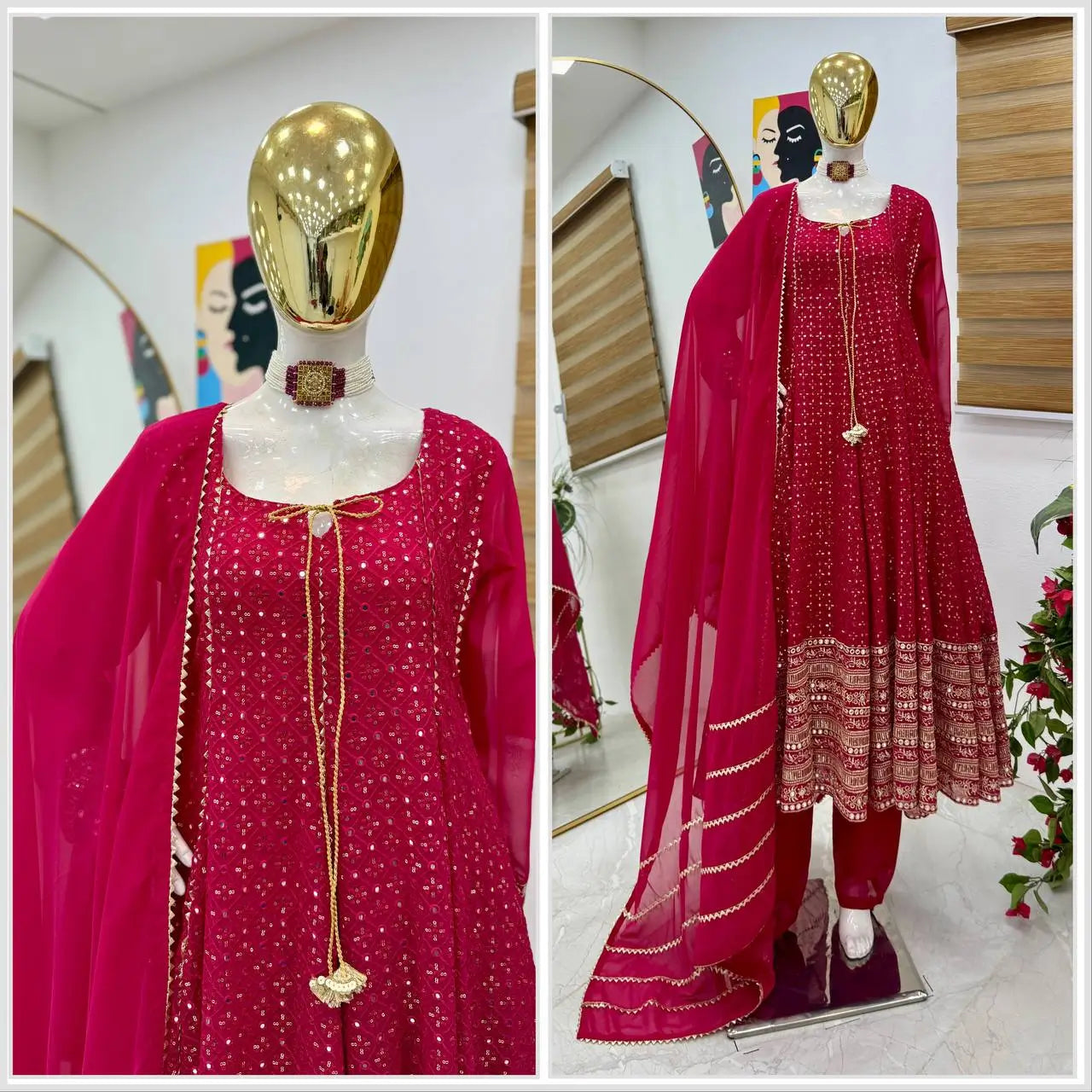 Premium Fox Georgette Anarkali with Pant & Dupatta