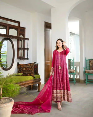 Premium Fox Georgette Anarkali with Pant & Dupatta