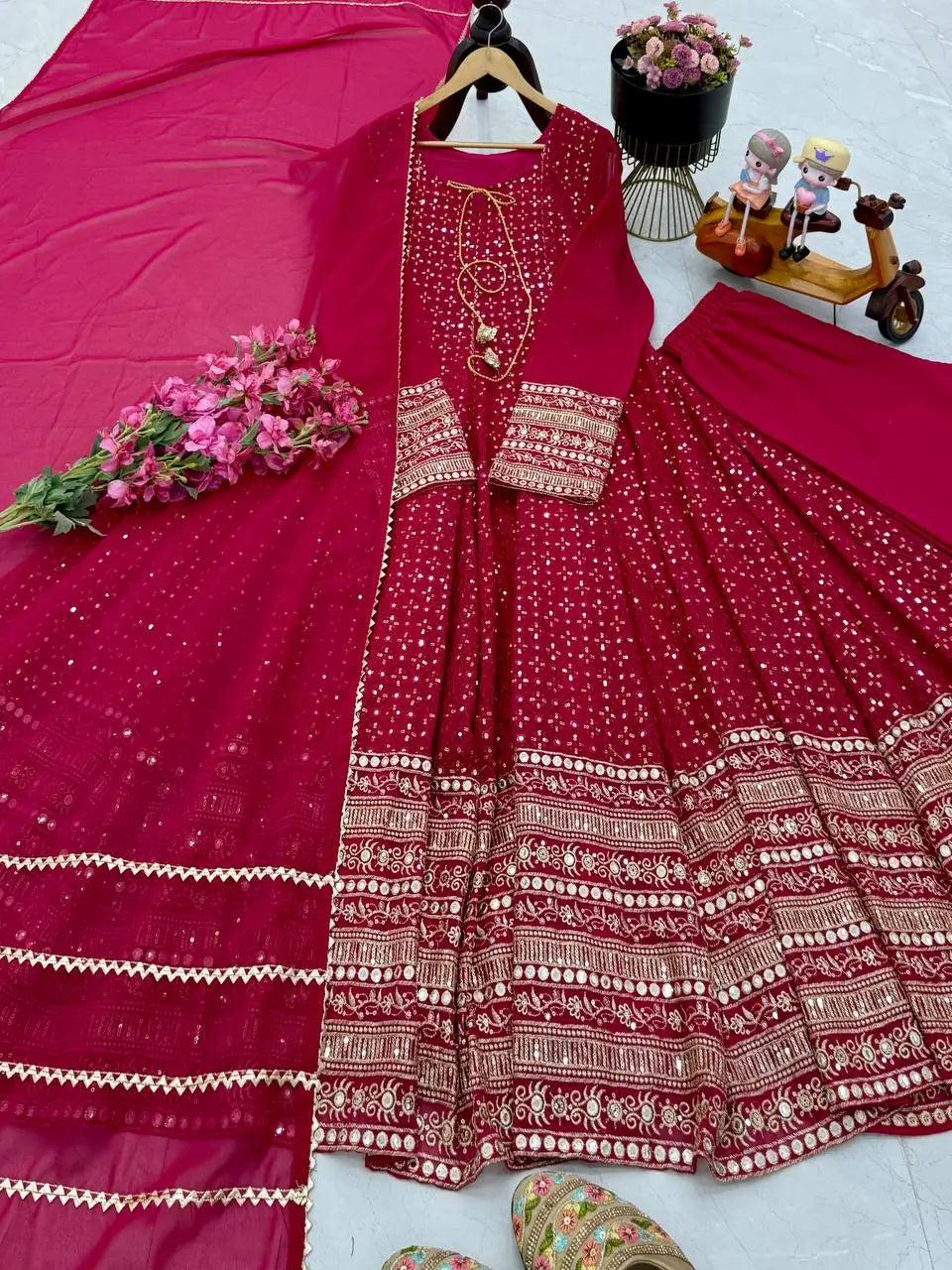 Premium Fox Georgette Anarkali with Pant & Dupatta